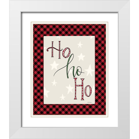 Ho Ho Ho White Modern Wood Framed Art Print with Double Matting by Larson, Lisa