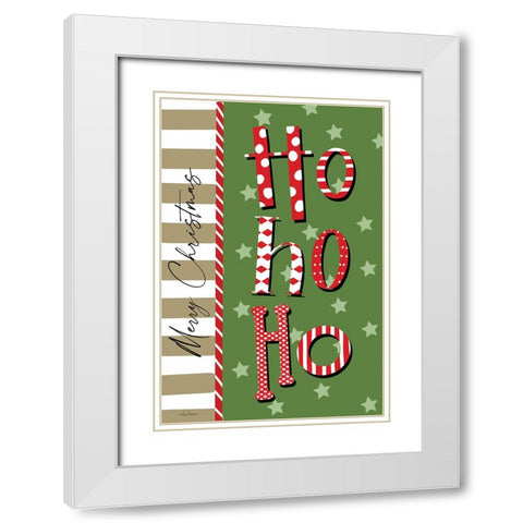 Merry Christmas Ho Ho Ho White Modern Wood Framed Art Print with Double Matting by Larson, Lisa