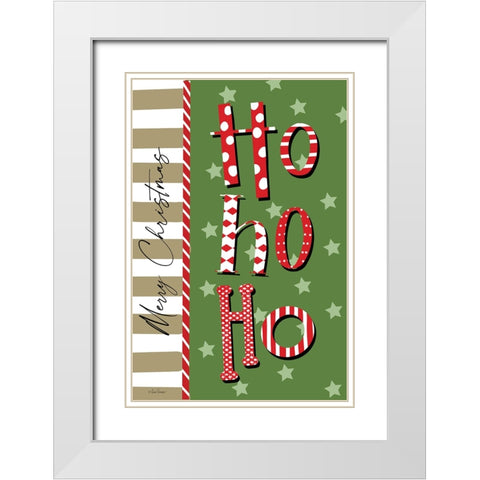 Merry Christmas Ho Ho Ho White Modern Wood Framed Art Print with Double Matting by Larson, Lisa