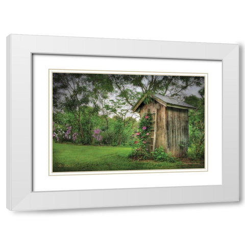 Fragrant Outhouse White Modern Wood Framed Art Print with Double Matting by Deiter, Lori