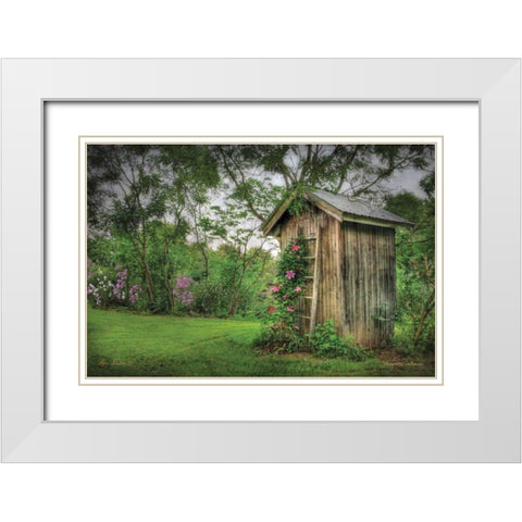 Fragrant Outhouse White Modern Wood Framed Art Print with Double Matting by Deiter, Lori