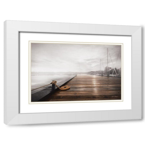 Newport Dock I White Modern Wood Framed Art Print with Double Matting by Deiter, Lori