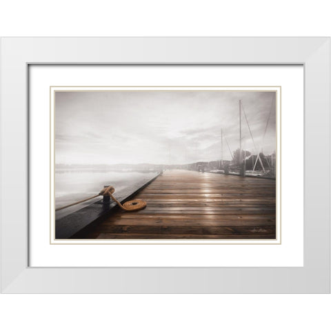 Newport Dock I White Modern Wood Framed Art Print with Double Matting by Deiter, Lori
