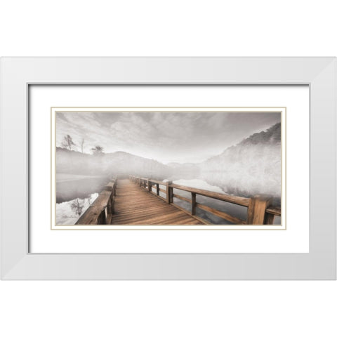 Lake Cherokee Dock White Modern Wood Framed Art Print with Double Matting by Deiter, Lori