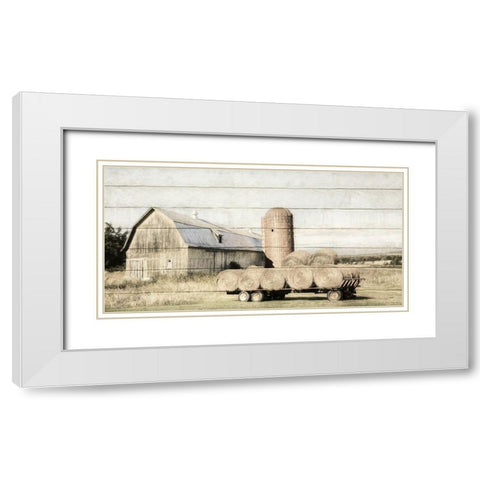 Wagon of Hay White Modern Wood Framed Art Print with Double Matting by Deiter, Lori