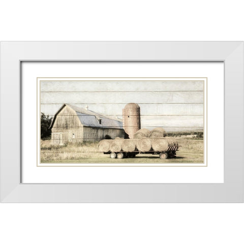 Wagon of Hay White Modern Wood Framed Art Print with Double Matting by Deiter, Lori