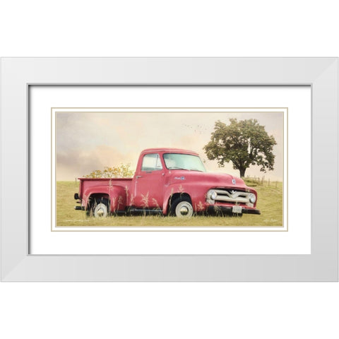 Country Parking Spot    White Modern Wood Framed Art Print with Double Matting by Deiter, Lori