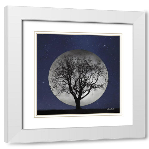 Full Moon White Modern Wood Framed Art Print with Double Matting by Deiter, Lori