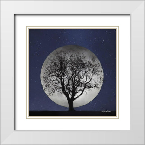 Full Moon White Modern Wood Framed Art Print with Double Matting by Deiter, Lori