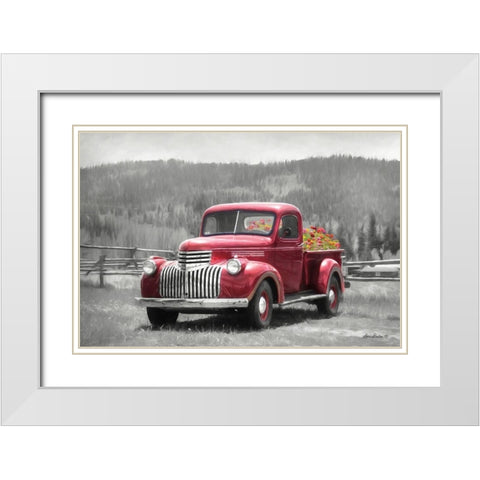 American Made with Flowers    White Modern Wood Framed Art Print with Double Matting by Deiter, Lori