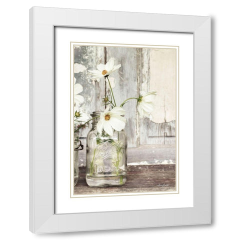 White Blossoms White Modern Wood Framed Art Print with Double Matting by Deiter, Lori