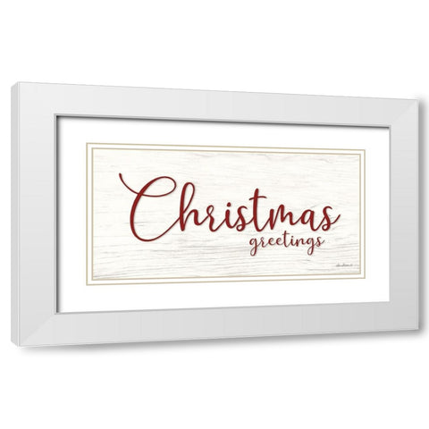 Christmas Greetings White Modern Wood Framed Art Print with Double Matting by Deiter, Lori