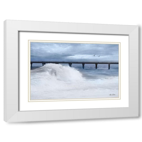Blue Wave   White Modern Wood Framed Art Print with Double Matting by Deiter, Lori