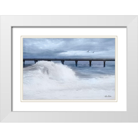 Blue Wave   White Modern Wood Framed Art Print with Double Matting by Deiter, Lori