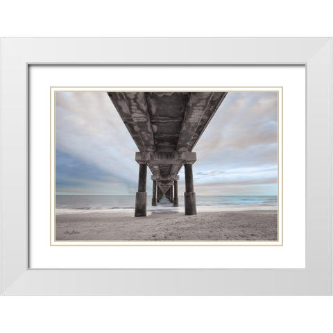 Beneath the Outer Banks Beach Pier    White Modern Wood Framed Art Print with Double Matting by Deiter, Lori