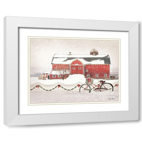 Christmas Barn and Bike    White Modern Wood Framed Art Print with Double Matting by Deiter, Lori