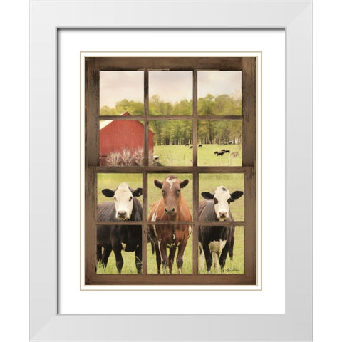 Three Moo View White Modern Wood Framed Art Print with Double Matting by Deiter, Lori