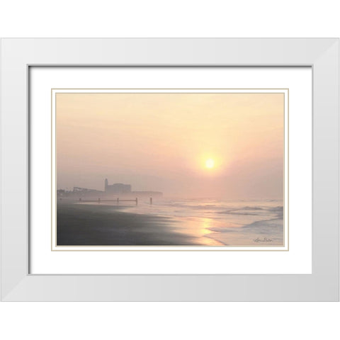 Ocean City Sunrise    White Modern Wood Framed Art Print with Double Matting by Deiter, Lori