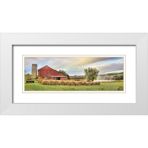 Tioga Hay Bales White Modern Wood Framed Art Print with Double Matting by Deiter, Lori