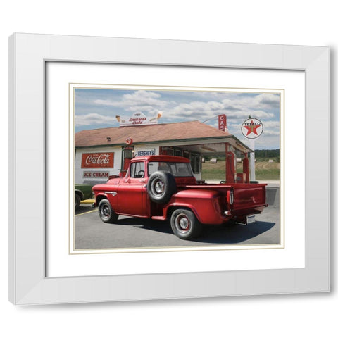Rest Stop at Cruisers CafÃ©    White Modern Wood Framed Art Print with Double Matting by Deiter, Lori