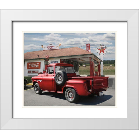 Rest Stop at Cruisers CafÃ©    White Modern Wood Framed Art Print with Double Matting by Deiter, Lori