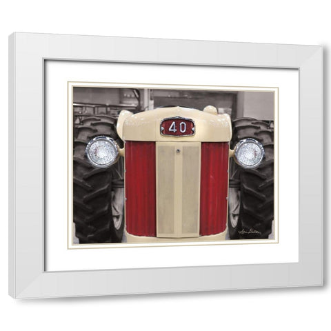 Tractor Close Up MF40   White Modern Wood Framed Art Print with Double Matting by Deiter, Lori