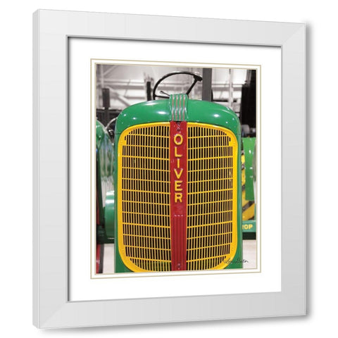 Oliver Tractor White Modern Wood Framed Art Print with Double Matting by Deiter, Lori