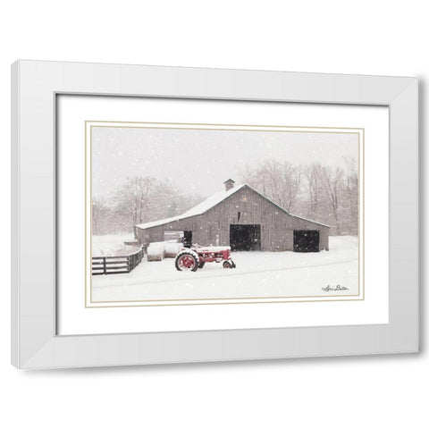 Tractor for Sale White Modern Wood Framed Art Print with Double Matting by Deiter, Lori