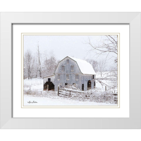 Blue Tinted Barn White Modern Wood Framed Art Print with Double Matting by Deiter, Lori
