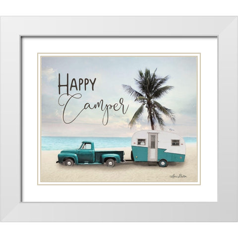 Happy Camper    White Modern Wood Framed Art Print with Double Matting by Deiter, Lori