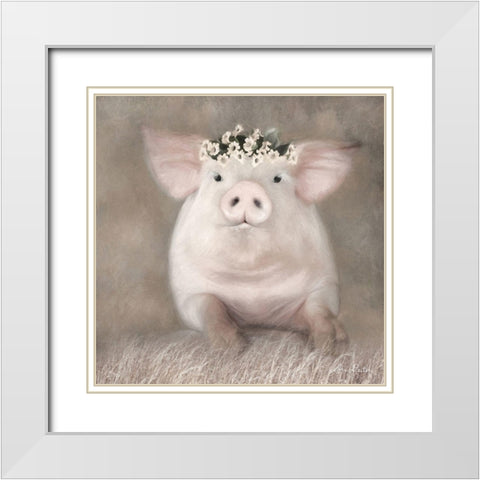 Painted Piggy White Modern Wood Framed Art Print with Double Matting by Deiter, Lori