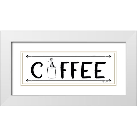 Coffee Banner White Modern Wood Framed Art Print with Double Matting by Deiter, Lori