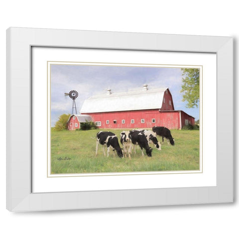 Henderson Cows    White Modern Wood Framed Art Print with Double Matting by Deiter, Lori