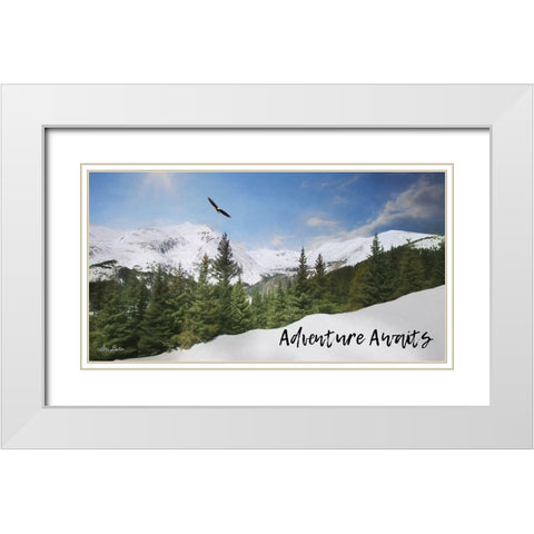 Adventure Awaits White Modern Wood Framed Art Print with Double Matting by Deiter, Lori