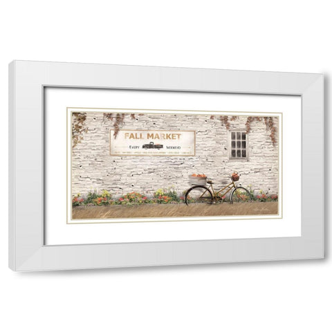 Fall Market with Bike   White Modern Wood Framed Art Print with Double Matting by Deiter, Lori