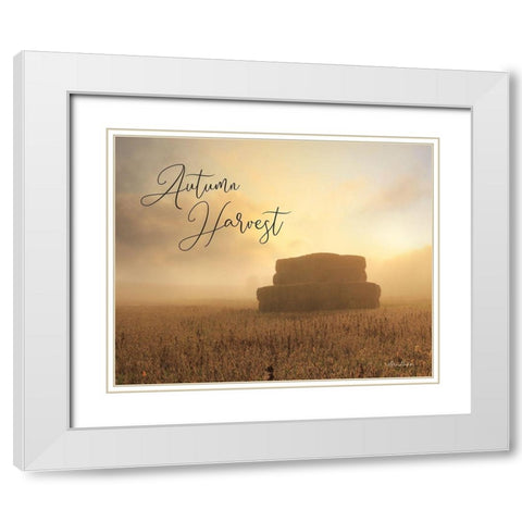 Autumn Hay Harvest     White Modern Wood Framed Art Print with Double Matting by Deiter, Lori