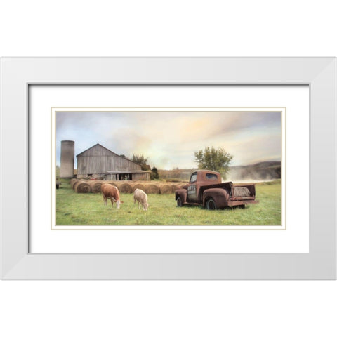 Tioga County Farmland White Modern Wood Framed Art Print with Double Matting by Deiter, Lori