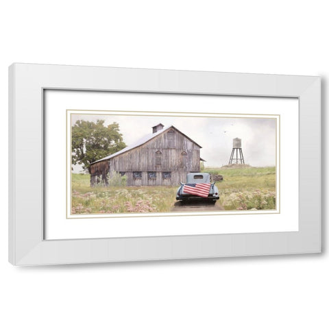 Flag on Tailgate  White Modern Wood Framed Art Print with Double Matting by Deiter, Lori