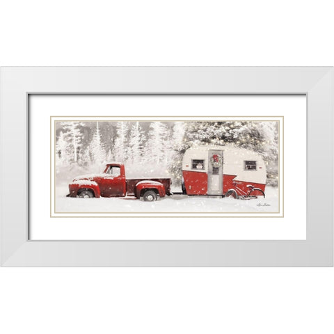 Christmas Camper with Bike White Modern Wood Framed Art Print with Double Matting by Deiter, Lori