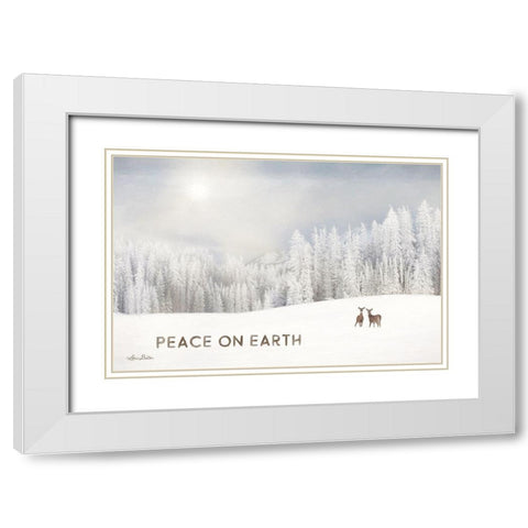Lava Mountain Snow Storm with Deer White Modern Wood Framed Art Print with Double Matting by Deiter, Lori