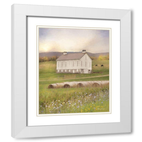 Uphill Farm White Modern Wood Framed Art Print with Double Matting by Deiter, Lori