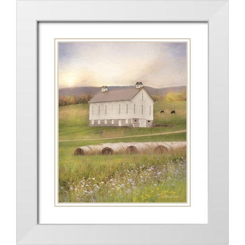 Uphill Farm White Modern Wood Framed Art Print with Double Matting by Deiter, Lori