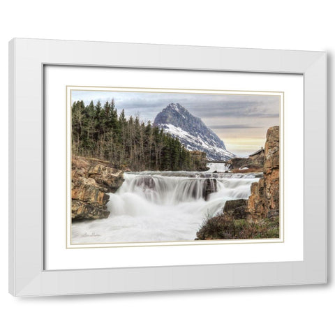 Swiftcurrent Falls          White Modern Wood Framed Art Print with Double Matting by Deiter, Lori