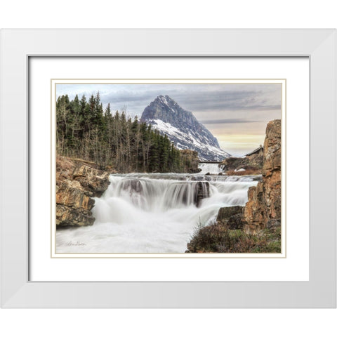 Swiftcurrent Falls          White Modern Wood Framed Art Print with Double Matting by Deiter, Lori