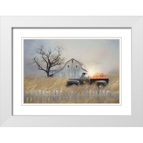 Fall Pumpkin Harvest  White Modern Wood Framed Art Print with Double Matting by Deiter, Lori