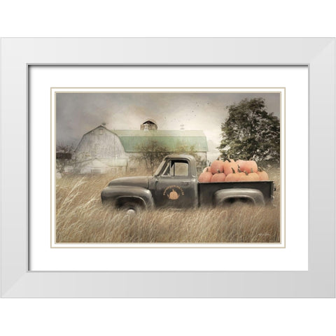 Happy Harvest Truck White Modern Wood Framed Art Print with Double Matting by Deiter, Lori