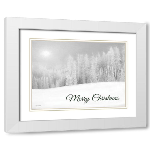 Merry Christmas Snowy Trees    White Modern Wood Framed Art Print with Double Matting by Deiter, Lori