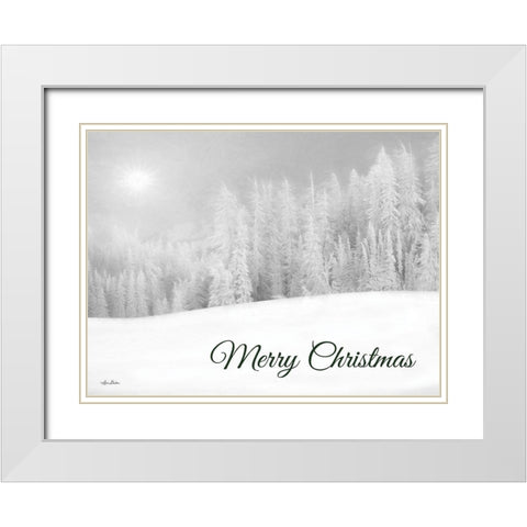 Merry Christmas Snowy Trees    White Modern Wood Framed Art Print with Double Matting by Deiter, Lori