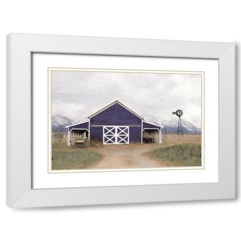Navy Barn in Tetons     White Modern Wood Framed Art Print with Double Matting by Deiter, Lori