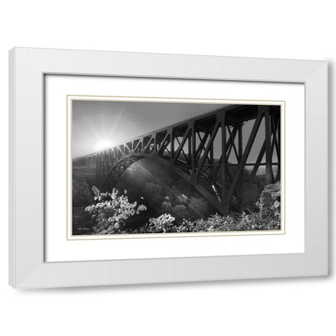 Sunrise at Letchworth Black and White White Modern Wood Framed Art Print with Double Matting by Deiter, Lori